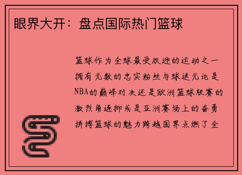 眼界大开：盘点国际热门篮球