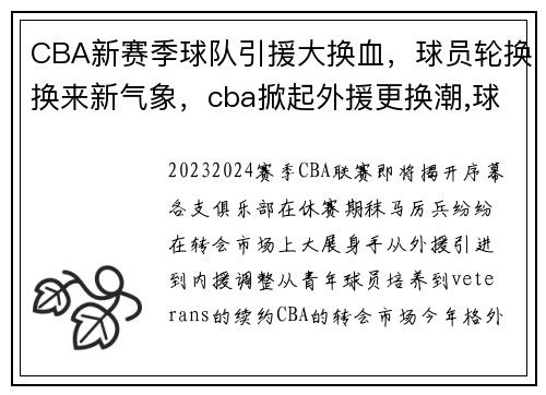 CBA新赛季球队引援大换血，球员轮换换来新气象，cba掀起外援更换潮,球队走出低迷能寄望于新援吗_